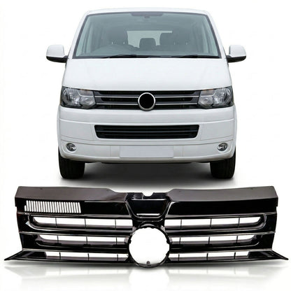 Grill Hochglanz Schwarz mit Chromstreifen passend für VW Transporter T5.1