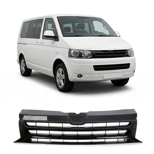 Grill badgefrei Hochglanz Schwarz passend für VW Transporter Multivan T5 2009-2015