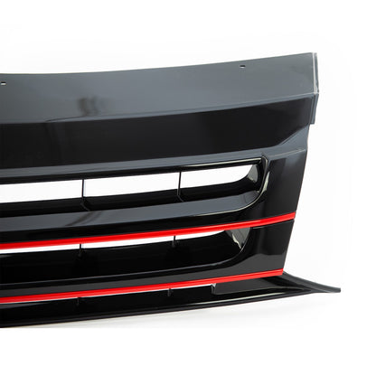 Badgefreier Frontgrill mit rotem Streifen passend für VW Transporter Multivan T5 09-15