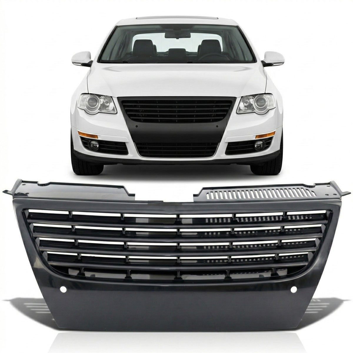 Schwarzer Frontgrill ohne Emblem mit PDC passend für VW Passat B6 3C 2005-2011