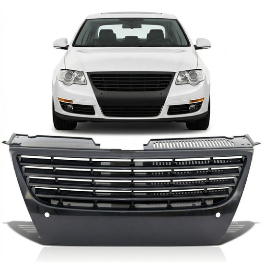 Schwarzer Frontgrill ohne Emblem mit PDC passend für VW Passat B6 3C 2005-2011