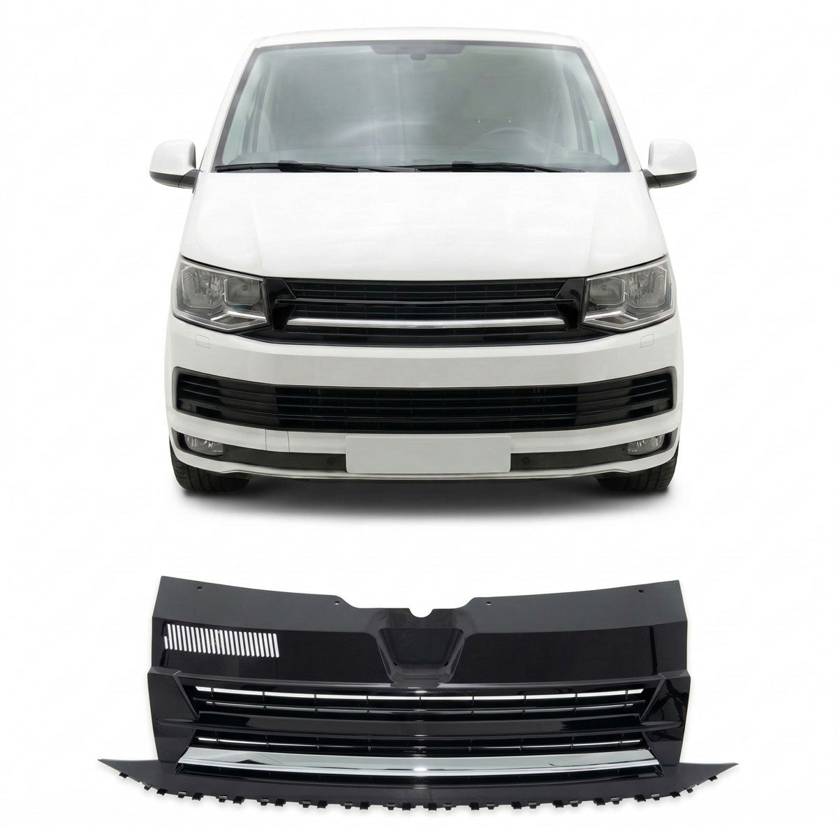 Badgefreier Frontgrill mit Chromstreifen passend für VW Transporter T6 2015-2019