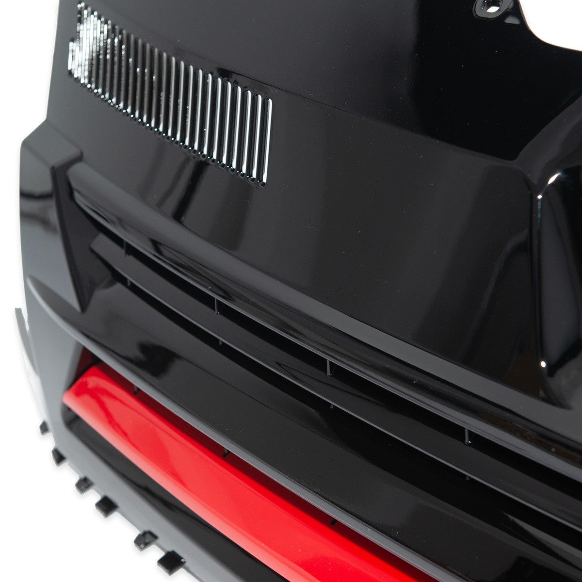 Badgeless Hochglanz Schwarz Grill mit rotem Streifen passend für VW Transporter T6 2015-2019