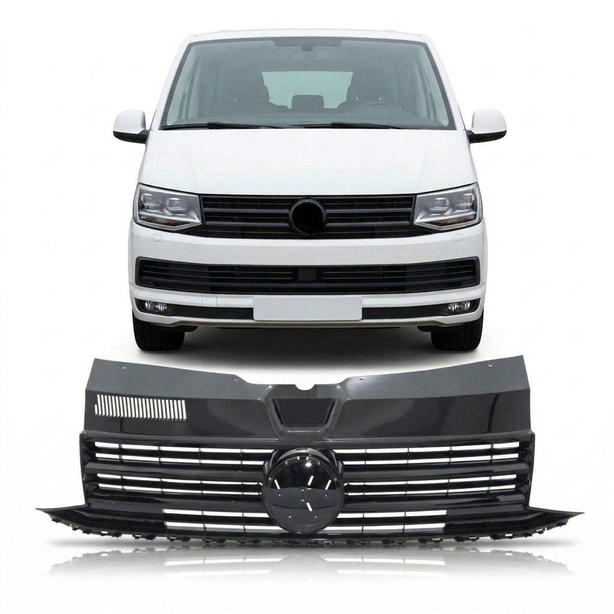 Hochglanz Schwarz Kühlergrill passend für VW Transporter Multivan T6 2015-2019