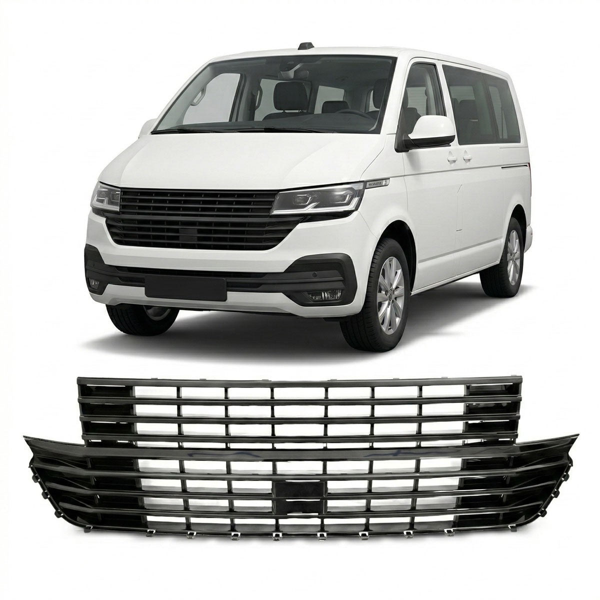 Kühlergrill ohne Emblem Hochglanz Schwarz passend für VW T6.1 2019-2024