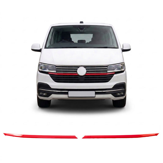 Kühlergrill Akzente langes Set Rot passend für VW T6.1 Transporter Multivan 19-24
