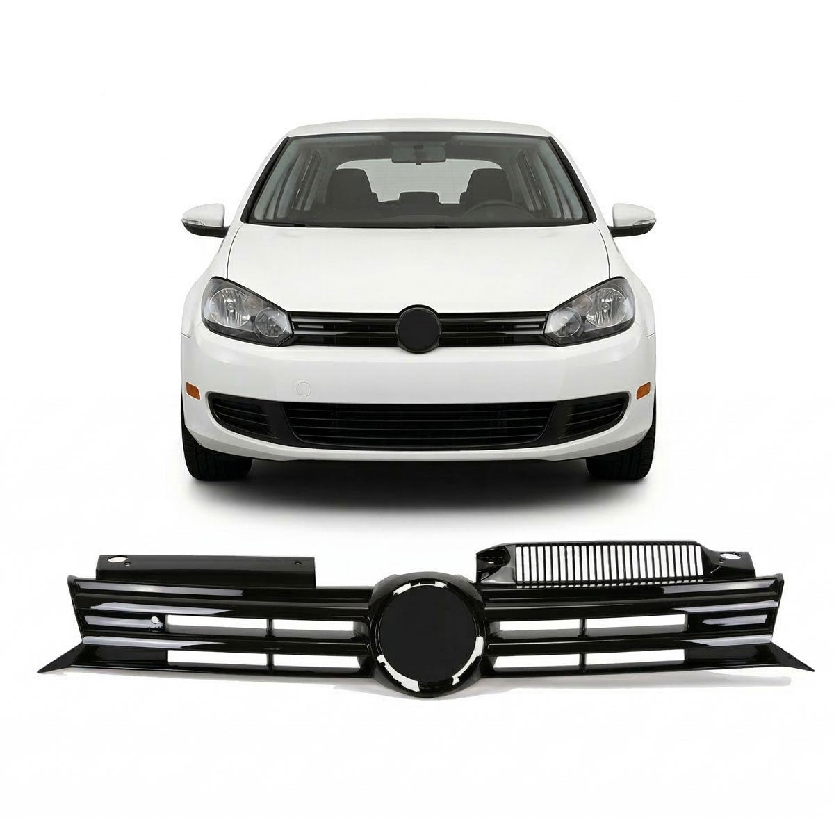 Kühlergrill Hochglanz Schwarz passend für VW Golf 6 2008-2014