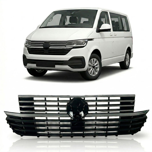 Kühlergrill Hochglanz Schwarz mit 5 Chromleisten passend für VW T6.1 2019-2024