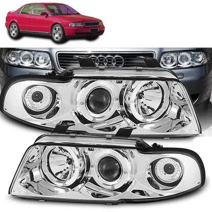 SCHEINWERFER ANGEL EYES CHROM passend für Audi A4 11.94-12.98