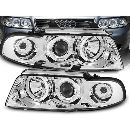 SCHEINWERFER ANGEL EYES CHROM passend für Audi A4 11.94-12.98