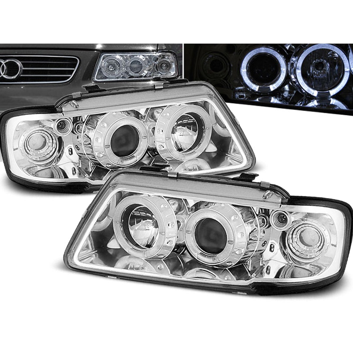 SCHEINWERFER ANGEL EYES CHROM passend für Audi A3 8L 08.96-08.00