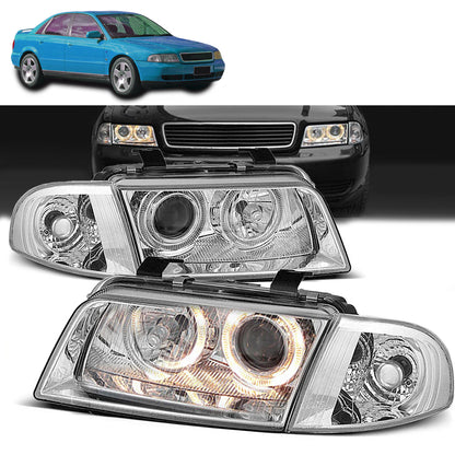 SCHEINWERFER ANGEL EYES CHROM passend für Audi A4 11.94-12.98