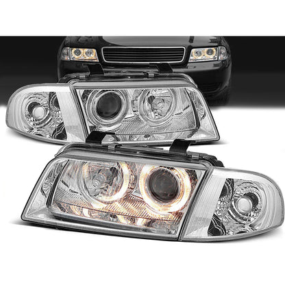 SCHEINWERFER ANGEL EYES CHROM passend für Audi A4 11.94-12.98