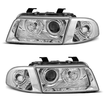 SCHEINWERFER ANGEL EYES CHROM passend für Audi A4 11.94-12.98