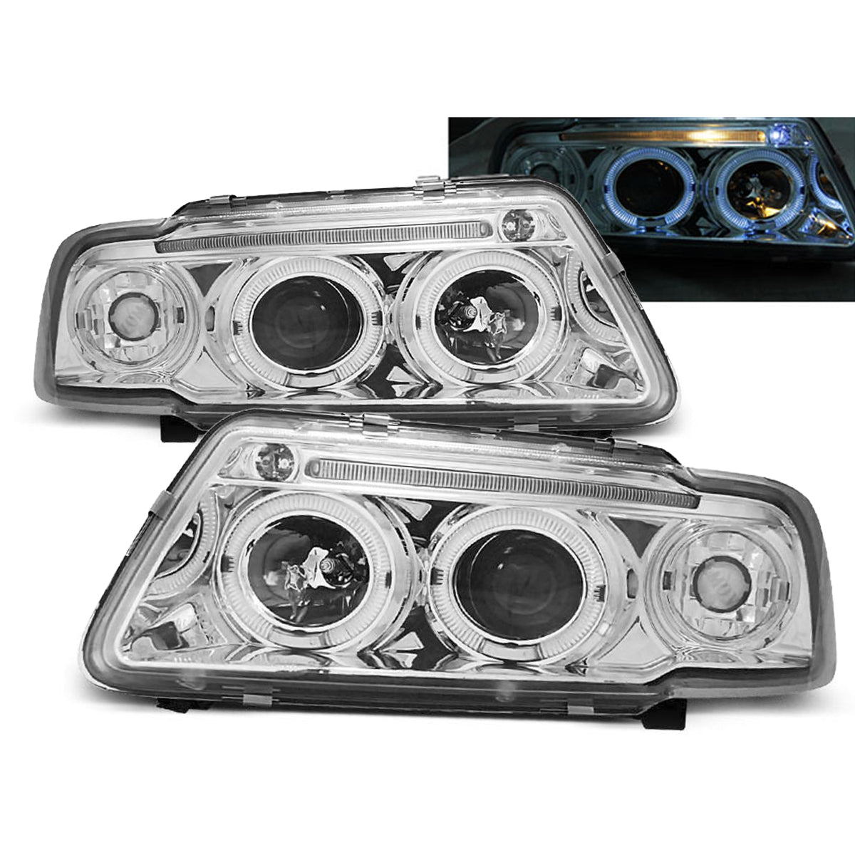 SCHEINWERFER ANGEL EYES CHROM passend für Audi A3 8L 08.96-08.00