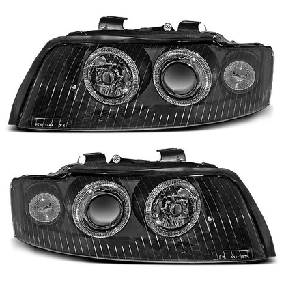 SCHEINWERFER ANGEL EYES SCHWARZ passend für Audi A4 10.00-10.04