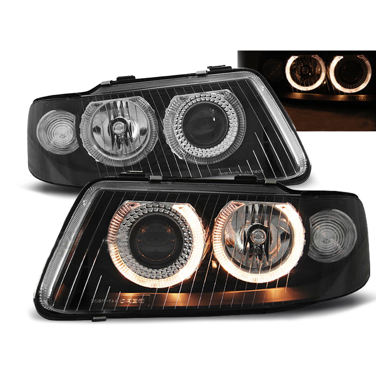 SCHEINWERFER ANGEL EYES SCHWARZ passend für Audi A3 09.00-05.03