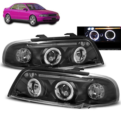 Scheinwerfer Angel Eyes Schwarz passend für Audi A4 11.94-12.98