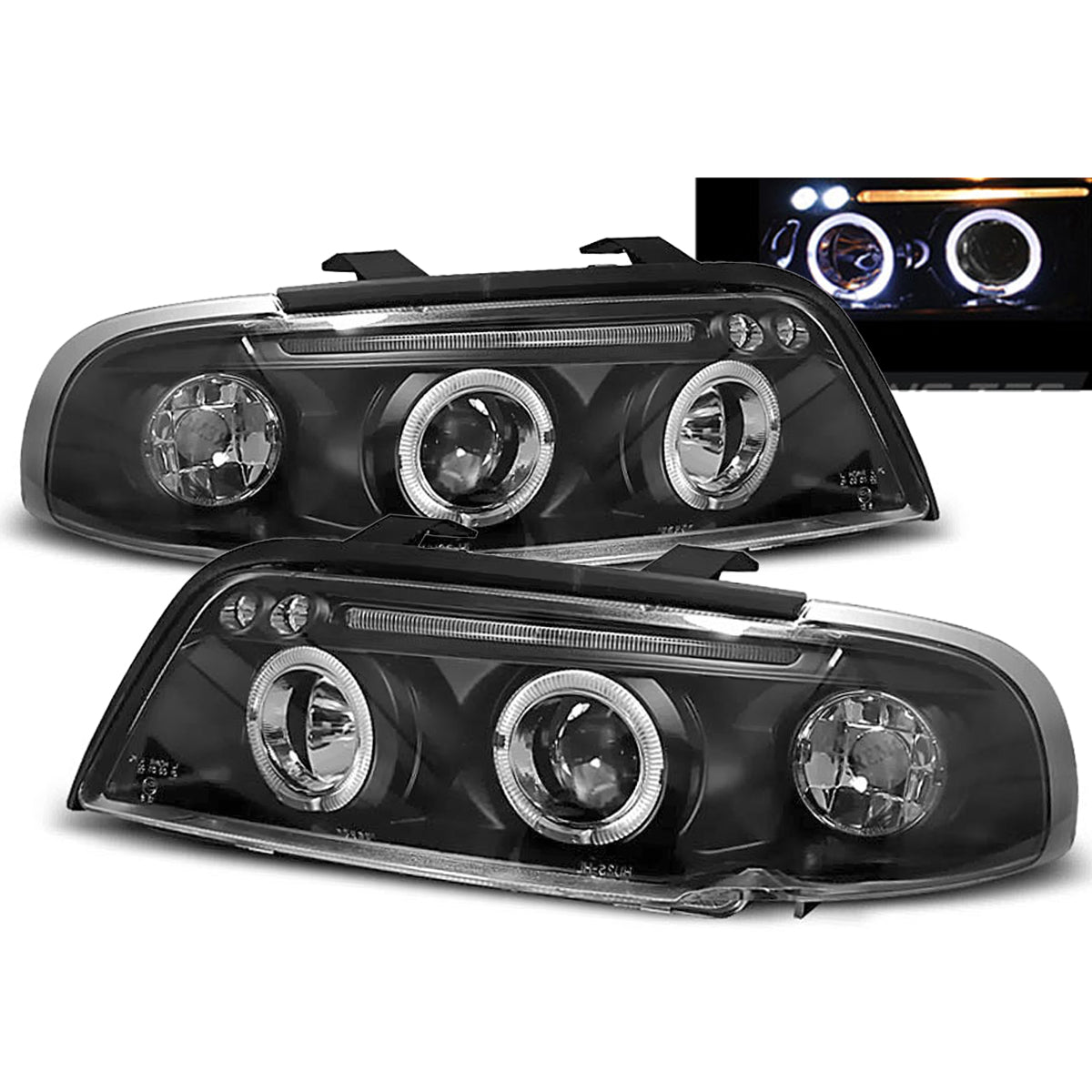 Scheinwerfer Angel Eyes Schwarz passend für Audi A4 11.94-12.98