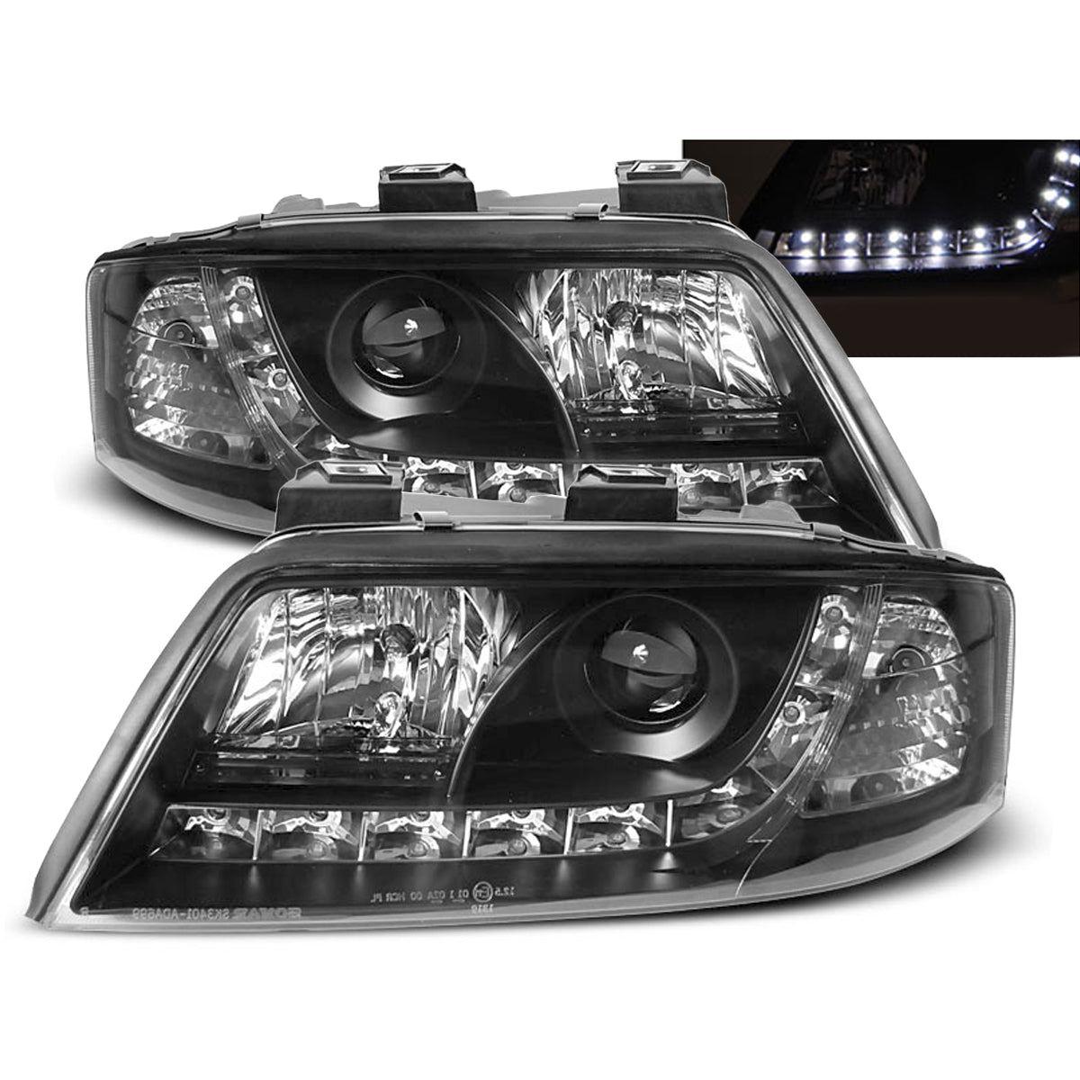 Scheinwerfer Tagfahrlicht Schwarz passend für Audi A6 05.97-05.01