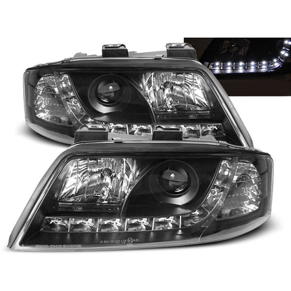Scheinwerfer Tagfahrlicht Schwarz passend für Audi A6 05.97-05.01