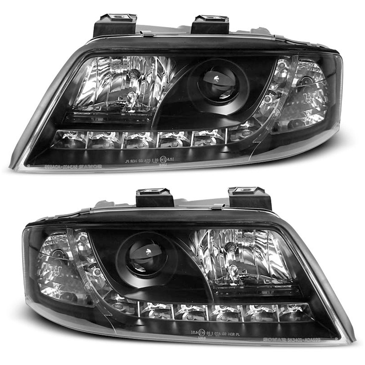 Scheinwerfer Tagfahrlicht Schwarz passend für Audi A6 05.97-05.01