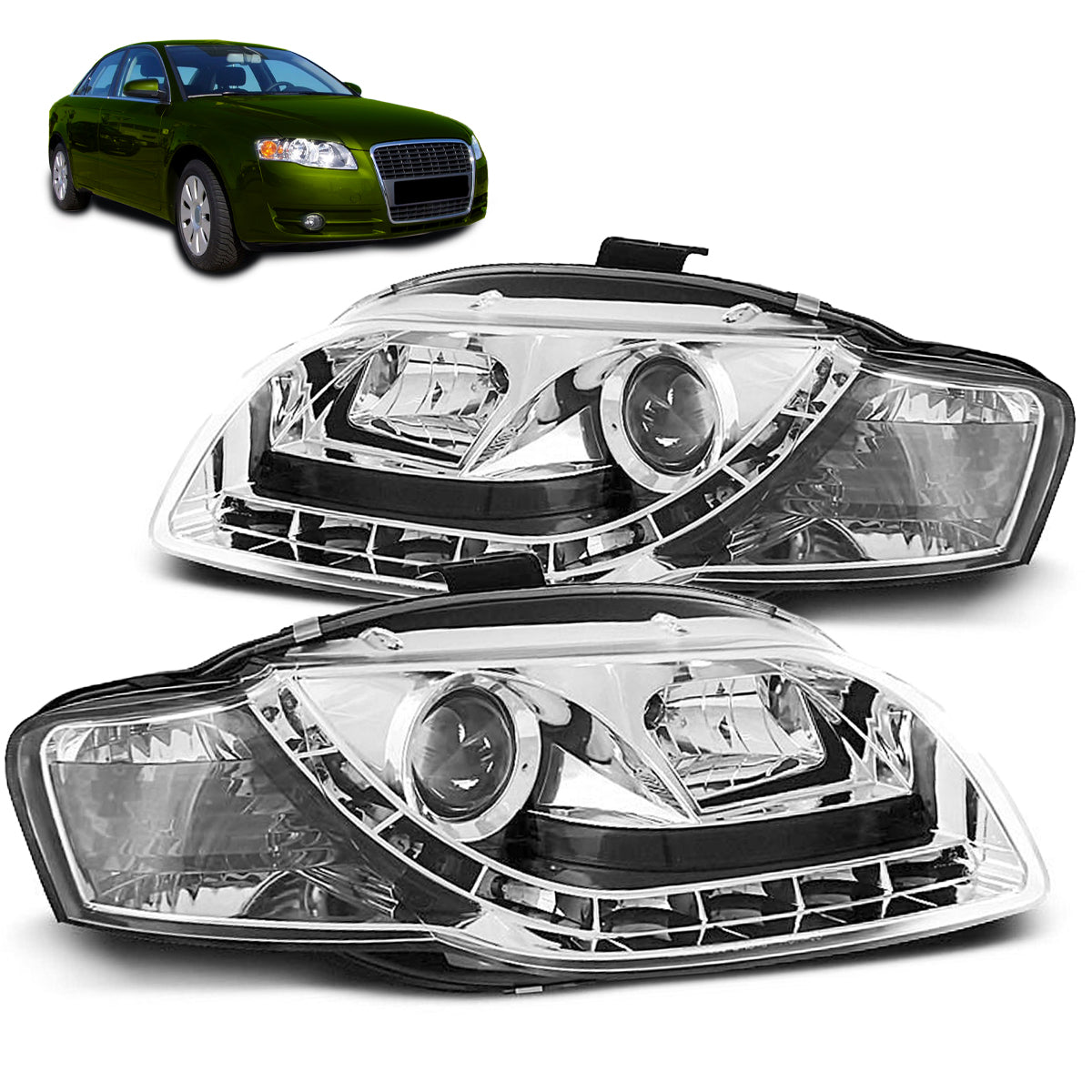 Scheinwerfer Tagfahrlicht Chrom passend für Audi A4 B7 11.04-03.08