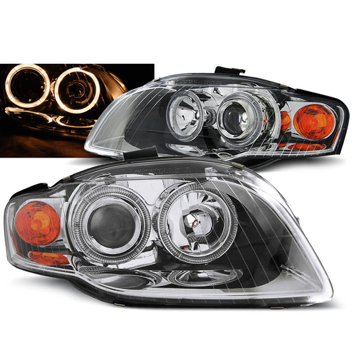 Scheinwerfer Angel Eyes Chrom passend für Audi A4 B7 11.04-03.08