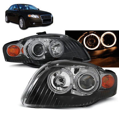 Scheinwerfer Angel Eyes Schwarz passend für Audi A4 B7 11.04-03.08
