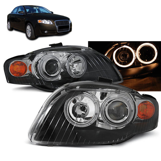 Scheinwerfer Angel Eyes Schwarz passend für Audi A4 B7 11.04-03.08