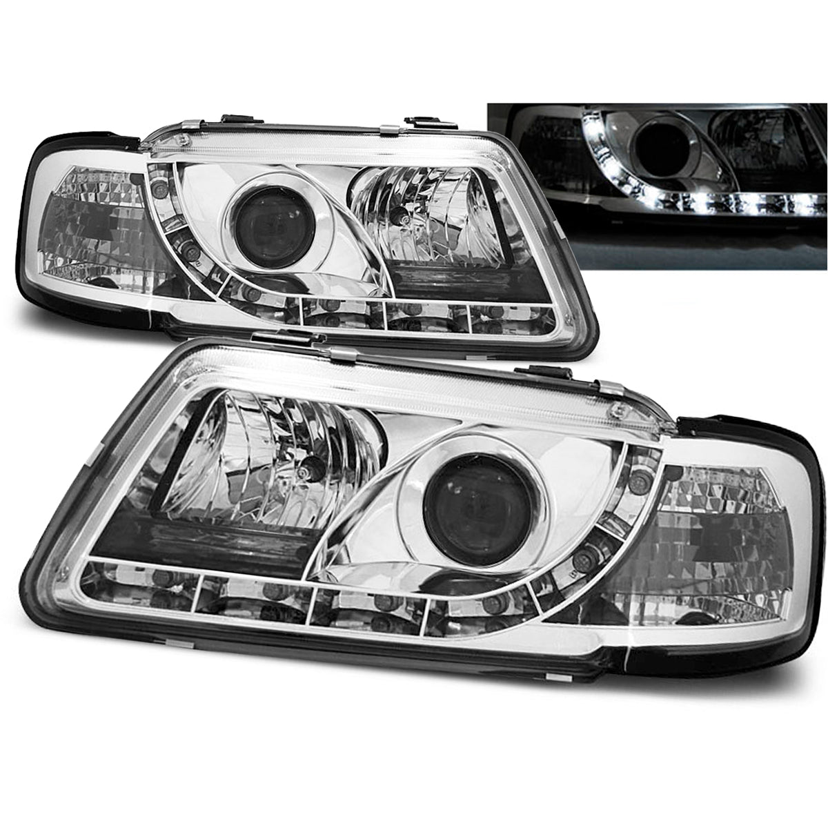 Scheinwerfer True DRL Chrom passend für Audi A3 8L 08.96-08.00