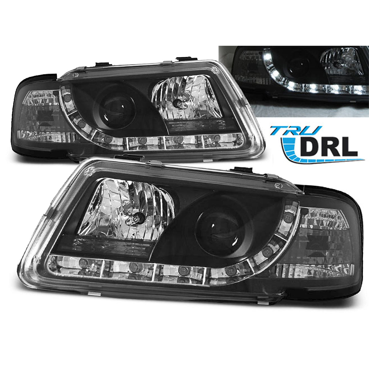 Scheinwerfer True DRL Schwarz passend für Audi A3 8L 08.96-08.00