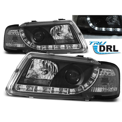 Scheinwerfer True DRL Schwarz passend für Audi A3 8L 08.96-08.00