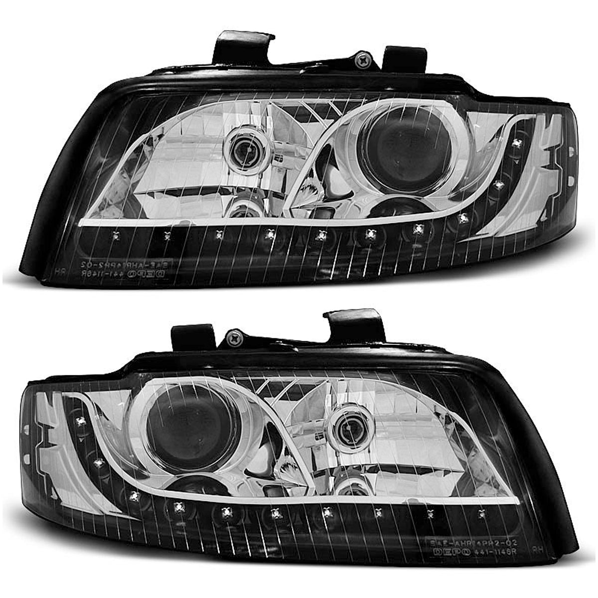 Scheinwerfer Tagfahrlicht Schwarz passend für Audi A4 10.00-10.04