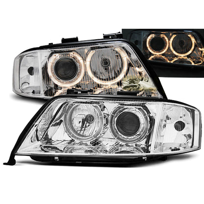 Scheinwerfer Angel Eyes Chrom passend für Audi A6 05.97-09.99