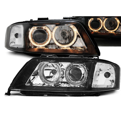 Scheinwerfer Angel Eyes Schwarz passend für Audi A6 05.97-09.99