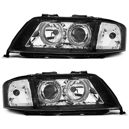 Scheinwerfer Angel Eyes Schwarz passend für Audi A6 05.97-09.99