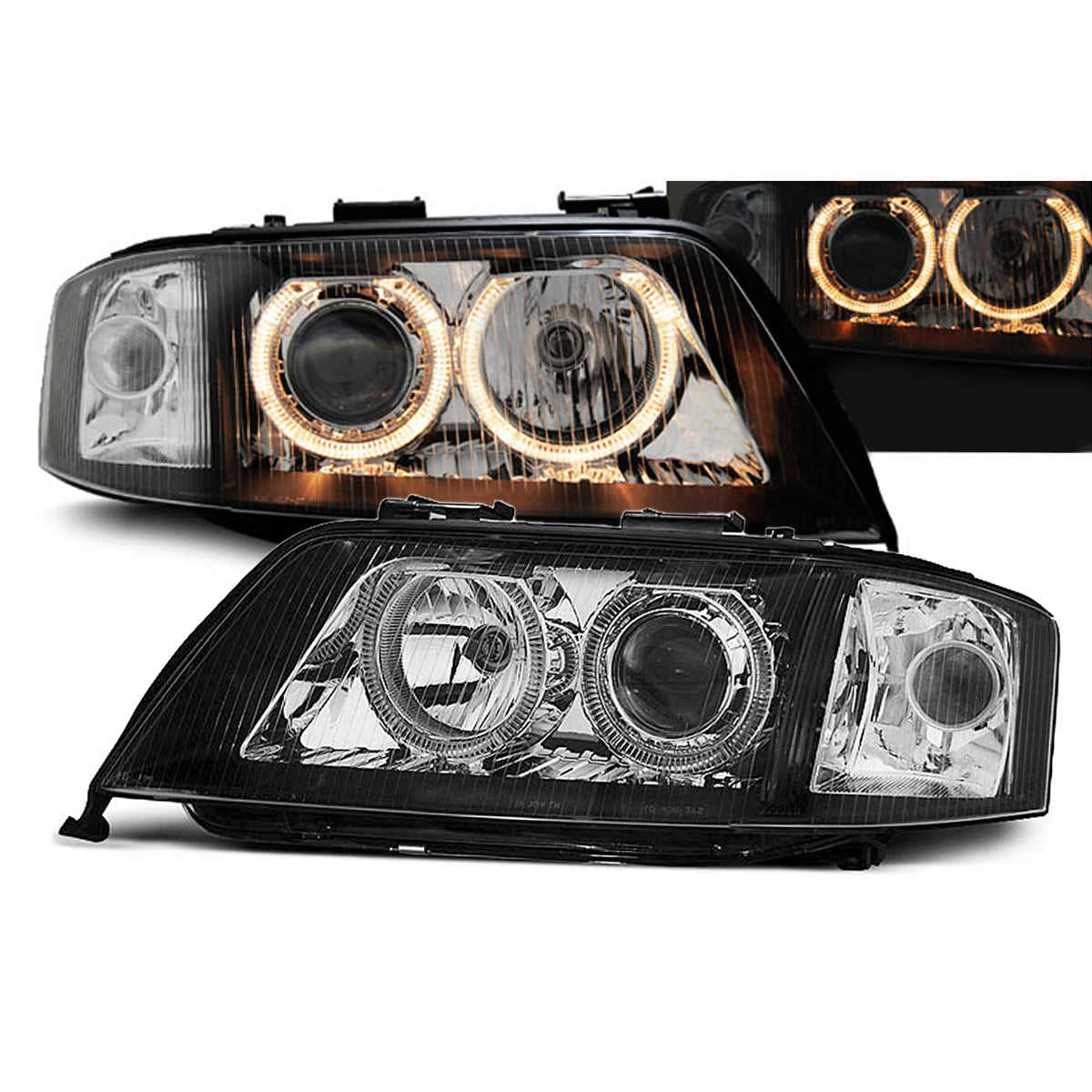 Scheinwerfer Angel Eyes Schwarz passend für Audi A6 05.97-06.01
