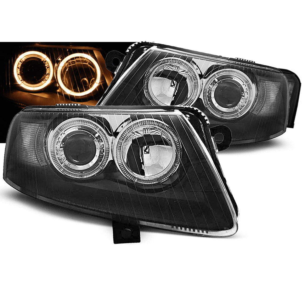 Scheinwerfer Angel Eyes Schwarz passend für Audi A6 C6 04.04-08