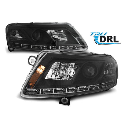 Xenon Scheinwerfer True DRL Schwarz passend für Audi A6 C6 04.04-08