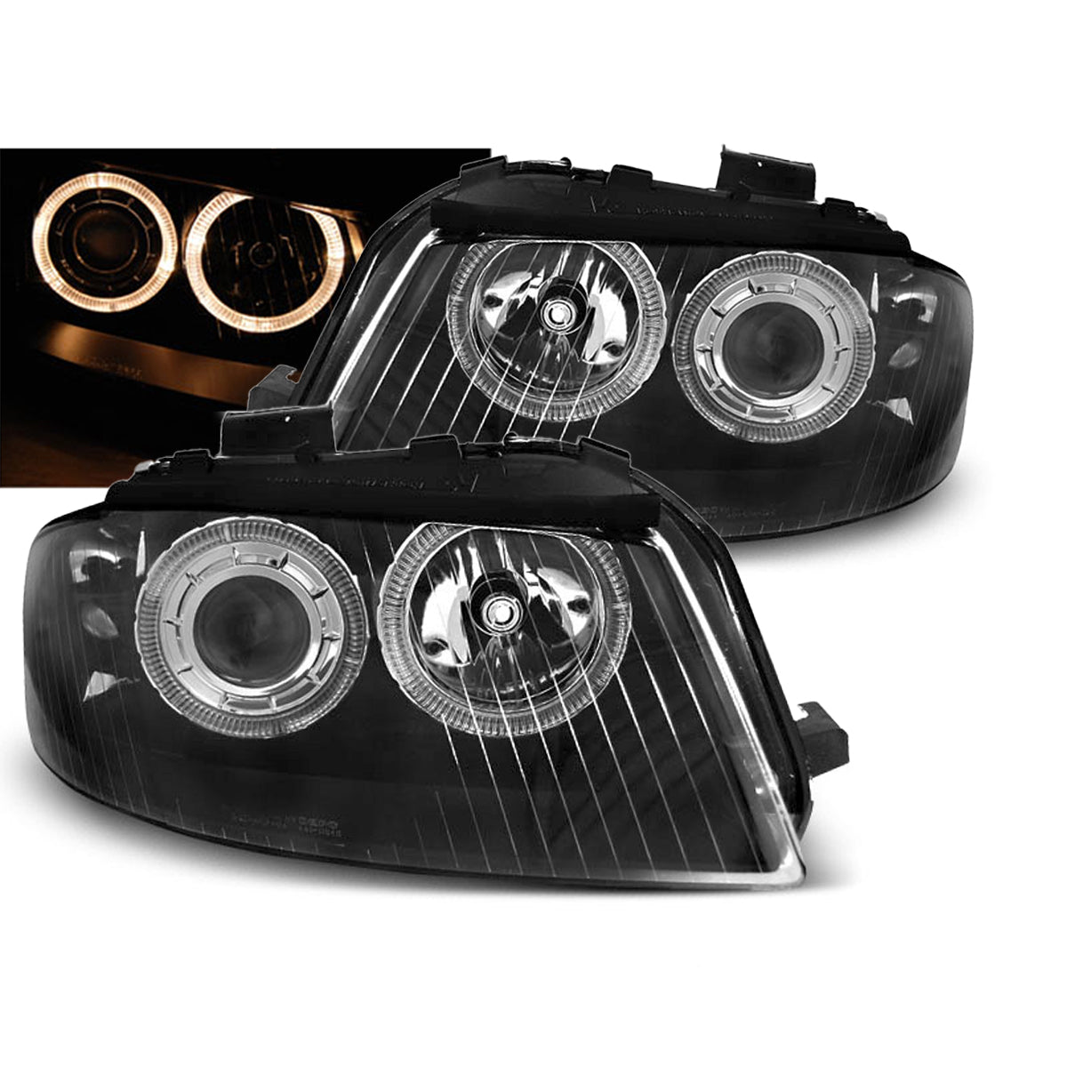 Scheinwerfer Angel Eyes Schwarz passend für Audi A3 8P 05.03-03.08