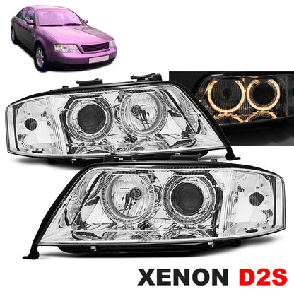 Xenon Scheinwerfer Angel Eyes Chrom passend für Audi A6 05.97-09.99