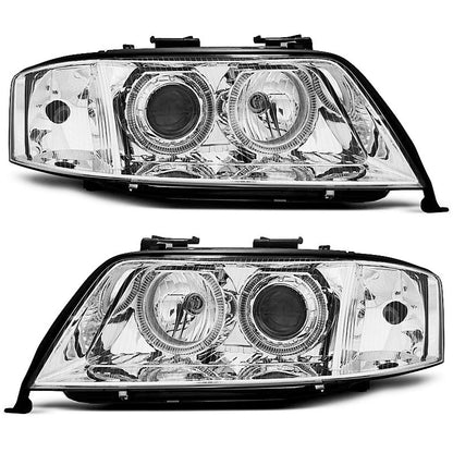 Xenon Scheinwerfer Angel Eyes Chrom passend für Audi A6 05.97-09.99