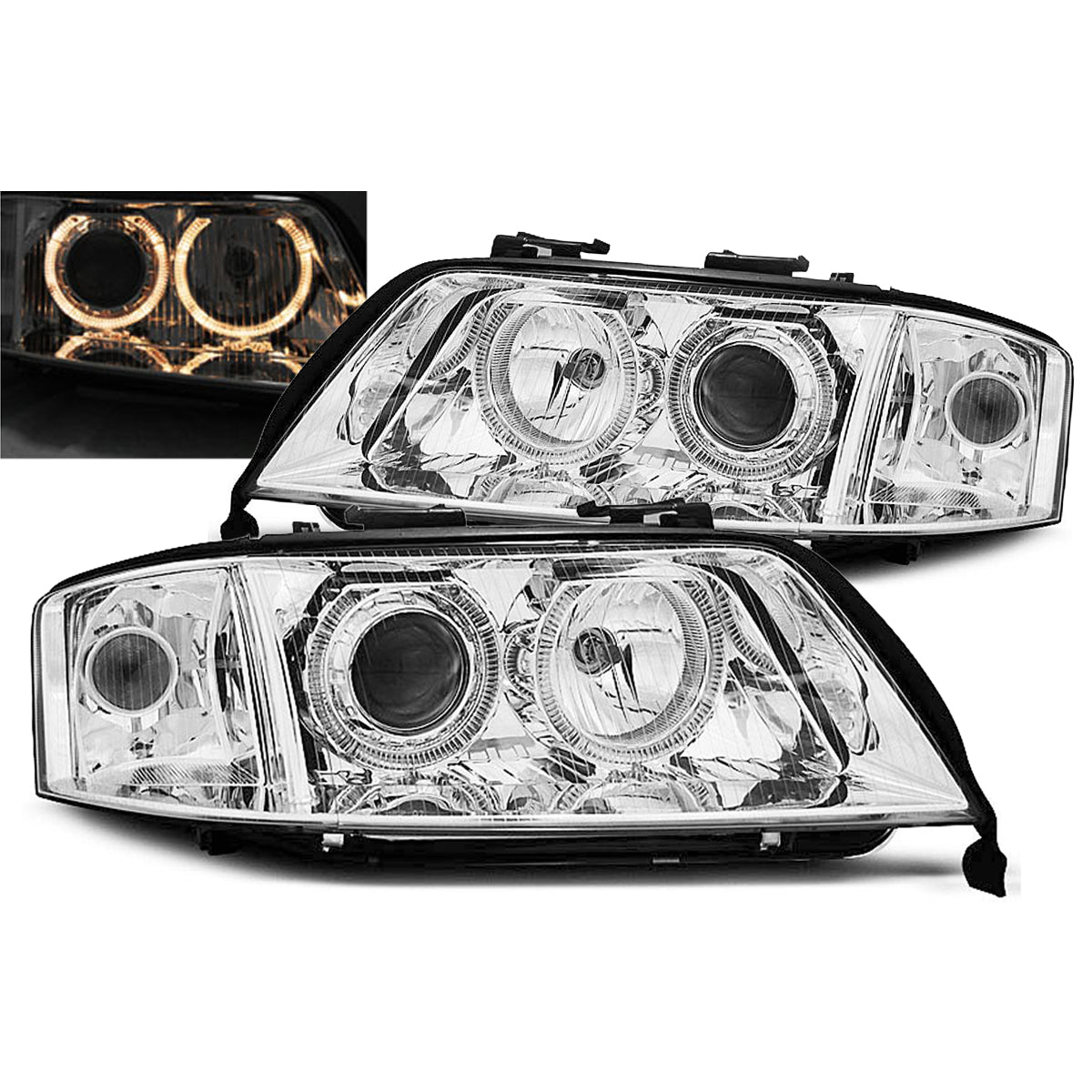 Scheinwerfer Angel Eyes Chrom passend für Audi A6 06.01-05.04