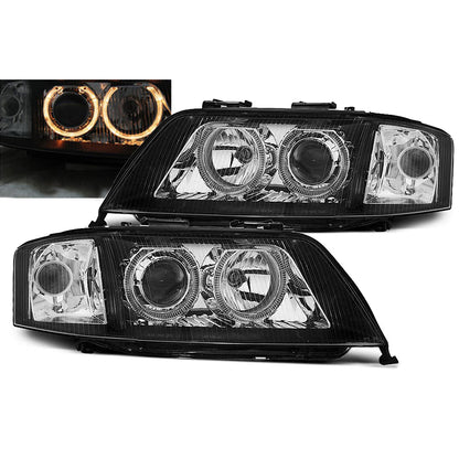 Scheinwerfer Angel Eyes Schwarz passend für Audi A6 06.01-05.04