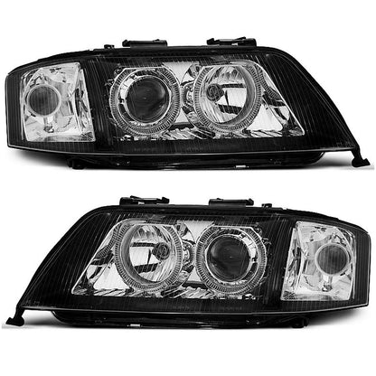 Scheinwerfer Angel Eyes Schwarz passend für Audi A6 06.01-05.04