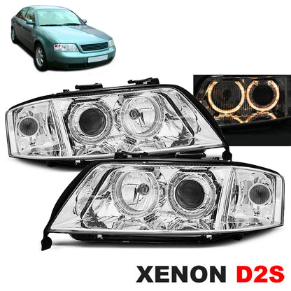 Xenon Scheinwerfer Angel Eyes Chrom passend für Audi A6 10.99-06.01