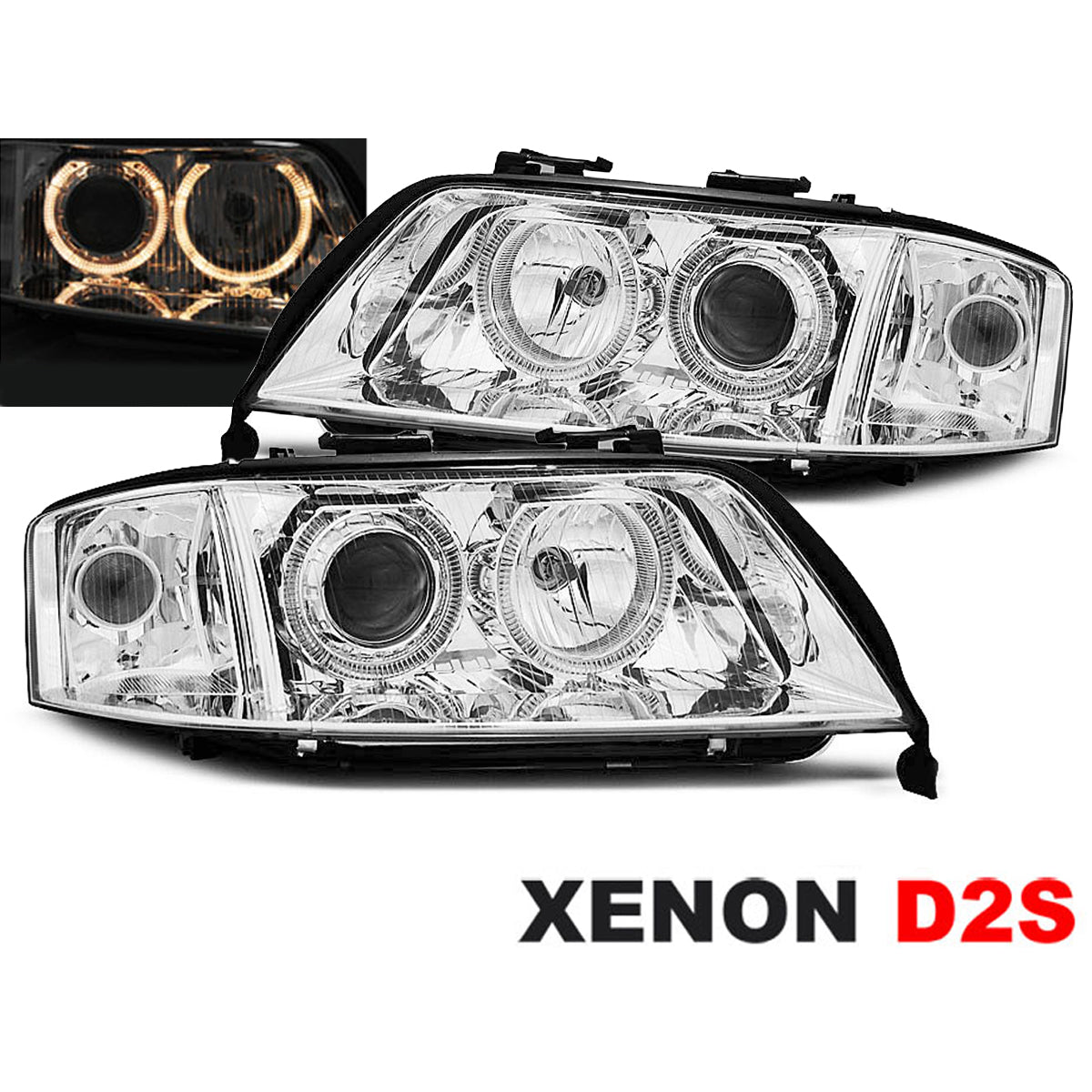 Xenon Scheinwerfer Angel Eyes Chrom passend für Audi A6 10.99-06.01