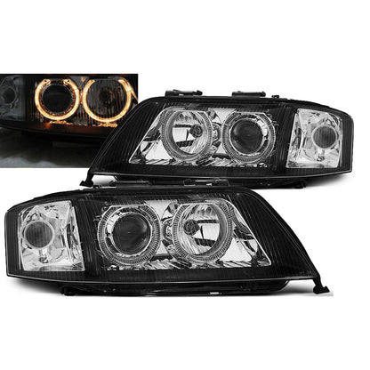 Xenon Scheinwerfer Angel Eyes Schwarz passend für Audi A6 10.99-06.01