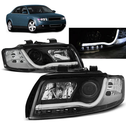 Scheinwerfer Röhrenlicht Schwarz passend für Audi A4 10.00-10.04